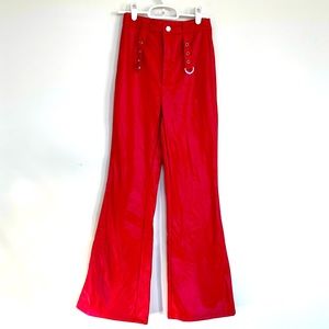 NEW Red Pleather Flair Leg Pants